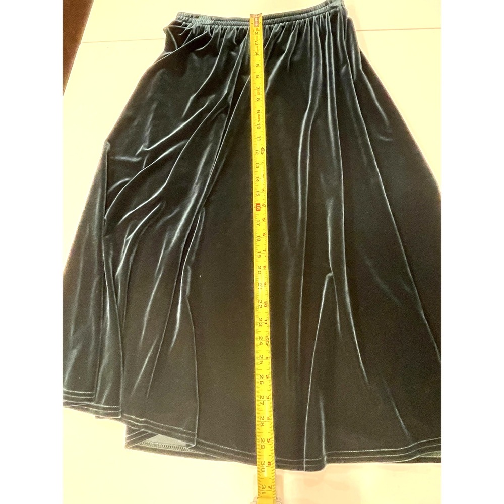 Vintage Studio Marisa Christina Skirt Petite Medium Green Soft Velvet USA grunge - Picture 6 of 7
